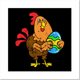 Retro Vintage Grunge Easter Chicken Posters and Art